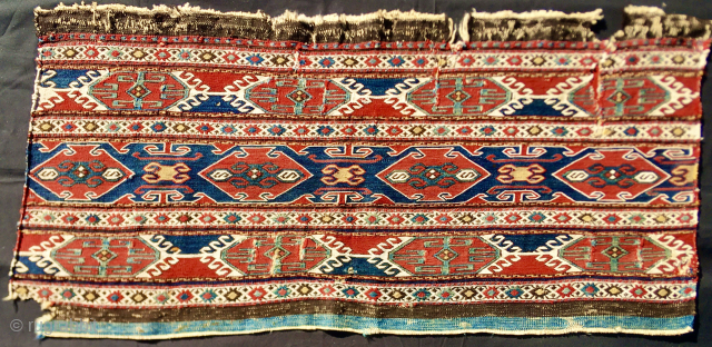 Shahsavan Sumack Mafrash Long Panel
Size is cm 52x104 ca
Datable mid 19th century, let's say 1860sh
One of the oldest I’ve ever seen and also with a very fine weaving
Fantastic deep, saturated, full, natural ...