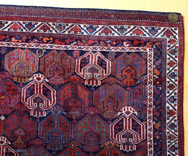 Afshar rug; around 1875; well known design known from Afshar bags, never seen a rug with it;  
I bought this Afshar direct from the well known collection from Meyer-Müller  Zurich/Switzerland.  ...