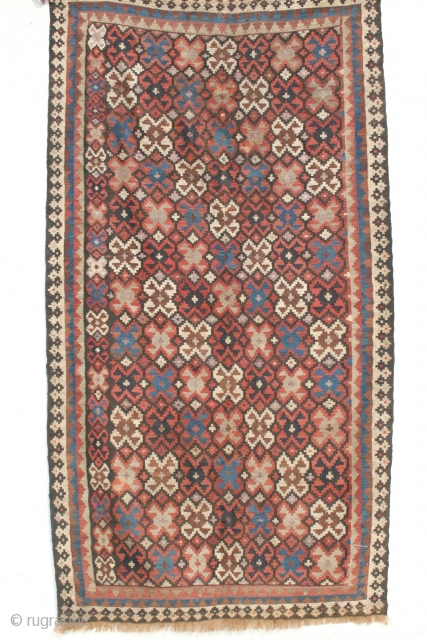 Kazak Kilim 8.9x4.10ft  CC-476
Age: circa 1900
some synthetic fuchsine dye                       