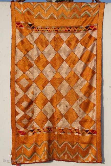 PHULKARI HAND EMBROIDERED TEXTILE,7.1X4.6 FT,CC-7182,CIRCA-1910                            