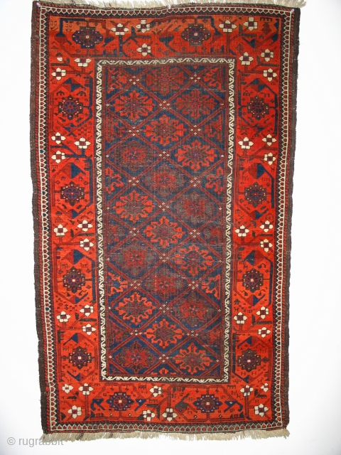 Baluch Rug with snow flake field and fantastic border. Corroded and low pile dark field, border in good condition.
78 x 130 cm 
Bought years ago at Adraskand
igo.licht@gmail.com
      