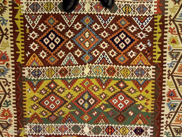 4'8'' x 13'5'' / 145cm x 410cm
An Awesome late 19th century Antique Anatolian Sivas Kilim with beatiful dyes.
https://www.instagram.com/carpetusrugs/               