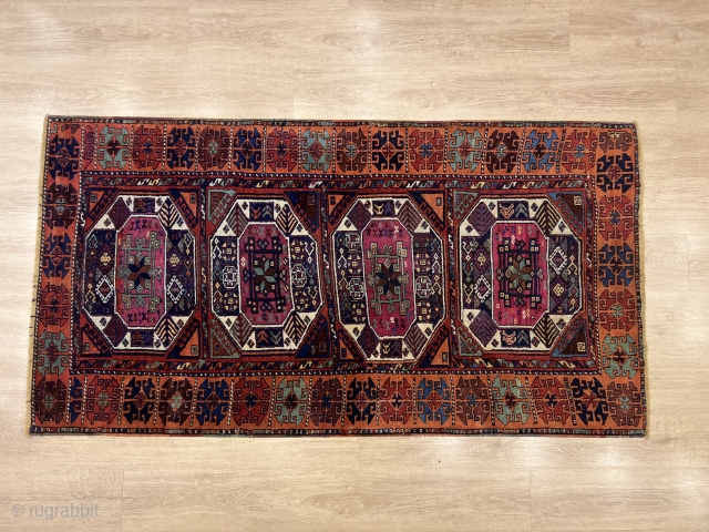 3'5''x 6'6'' / 104cm x 197cm An antique Anatolian Kurdish rug, from south-eastern Anatolia.                   