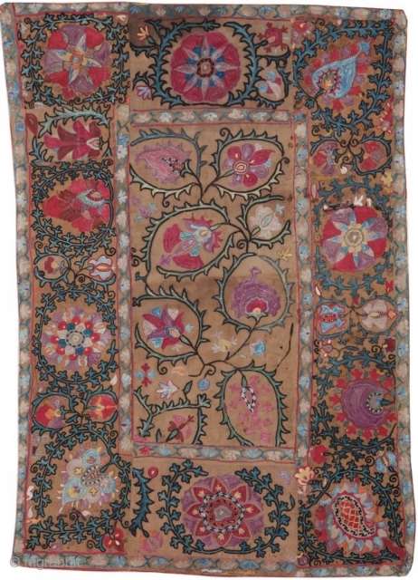 Exceptionally fine Antique Suzani rug from Central Asia - Uzbekistan. This silk Suzani is a unique collection piece with its finest silk embroideries.

Size (cm):  140 x 98
Size (ft): 4'7'' x 3'3''
Age:  ...