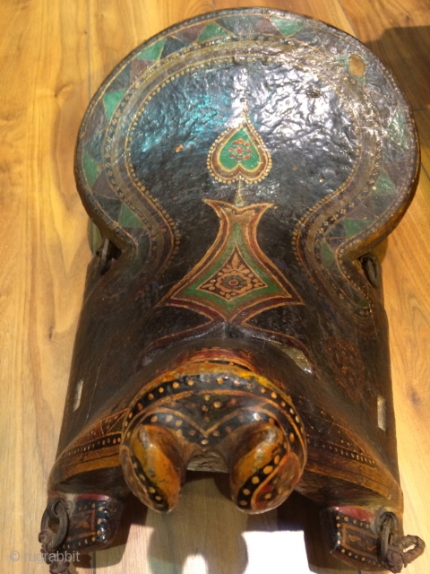 Uzbek, wodden painted horse saddle.19 th.century.size 50 x 30 cm                       