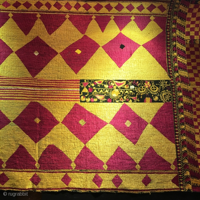 Phulkari,silk on linen .size 124x236 cm.mid.20 th. Century                         