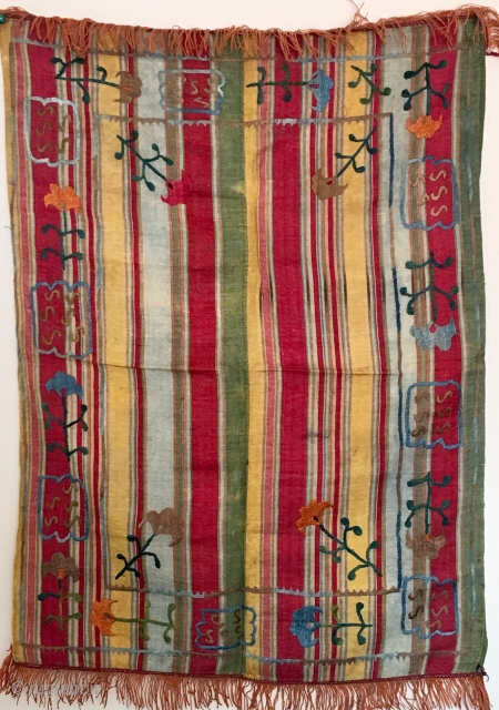 Uzbek striped woven little suzani embroidery 50x70cm                          
