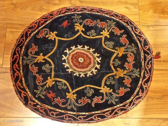 19th.century Kirghiz velvet silk embroidery/(Bashtyk),size 65 x 55 cm                        