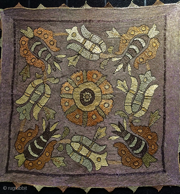 Ottoman embroidery early 19th.century.size 46 x 46 cm.silk and some metal thread                     