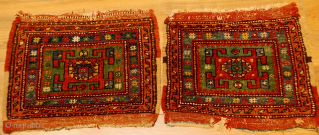 19th.century Kozak(Bergama)a pair bagface,perfect colors ,good condition.size 46 x 41 cm






                      