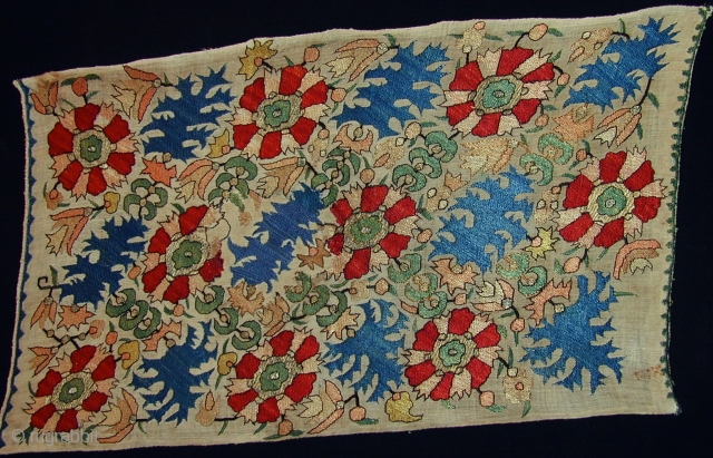 early 18th.century Epirus embroidery,size 61 x 35 cm.silk on linen                       