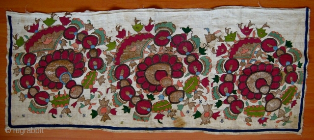 early 19th.century Ottoman Konya area embroidery.size 60 x 110 cm.silk on cotton.                     