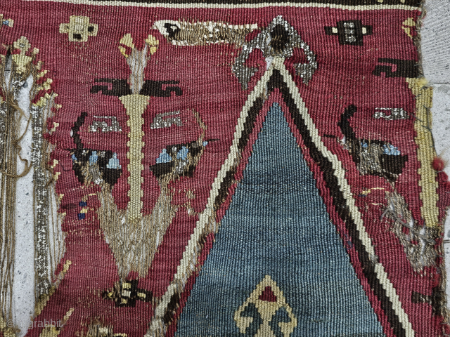Antique Erzurum Kızılkilise Kilim fragment
1800s.Silver glitter  are available.
Size:93*74 cm .
Please contact 
salaberina@gmail.com                    
