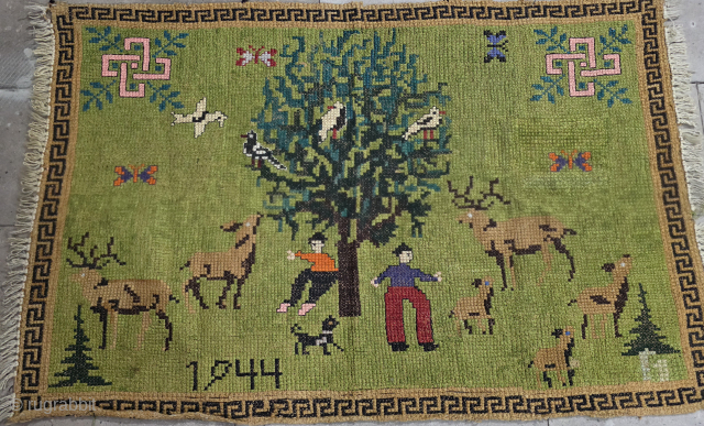 European Hand-Woven Kilim or Wall Tapestry, Dated 1944
Size 90x140 cm
Please contact salaberina@gmail.com                     