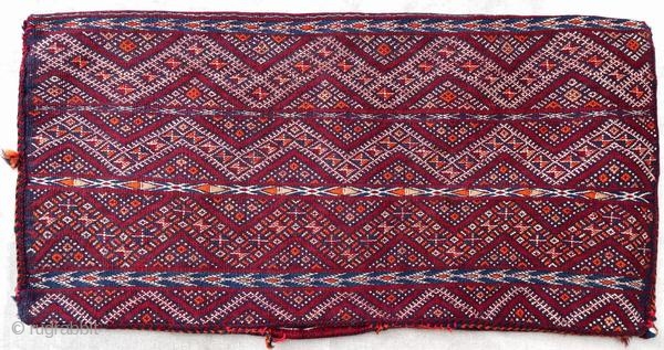 Authentic kilim cushion from the Moroccan Middle Atlas, circa 1950.

Origin : Morocco
Period : around 1950
Size : 80 x 40 cm
Material : wool and cotton
Good general condition
Handwoven

✦ Price and photos on www.christiandoux.com/products/moroccan-pillow-80-40  