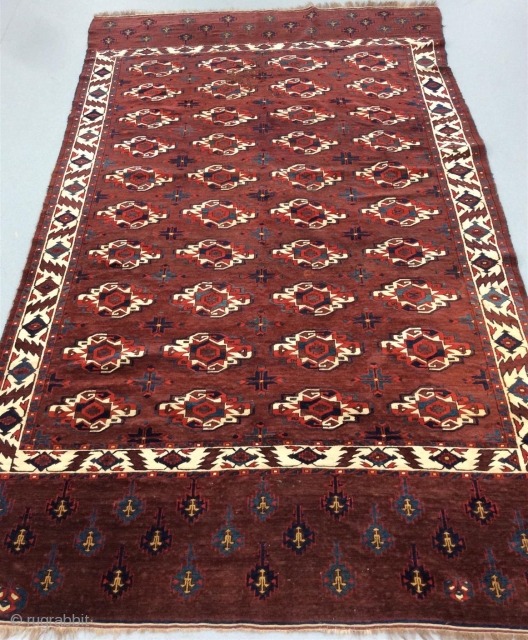 Yomut Turkmen Main Carpet,
Coming up at Chrisitie's London, 26 October 2017 
One of only several known published examples of a Yomut carpet woven with a Chuval gul, it is wonderfully rare in  ...