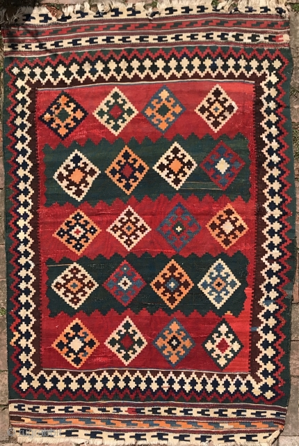 Antique Qashqai kilim, 215x142cm, around 1900.                           