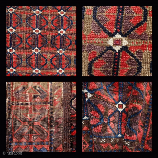 Antique Baluch, Mina Kani, 185x98cm, symmetrical knot.                          