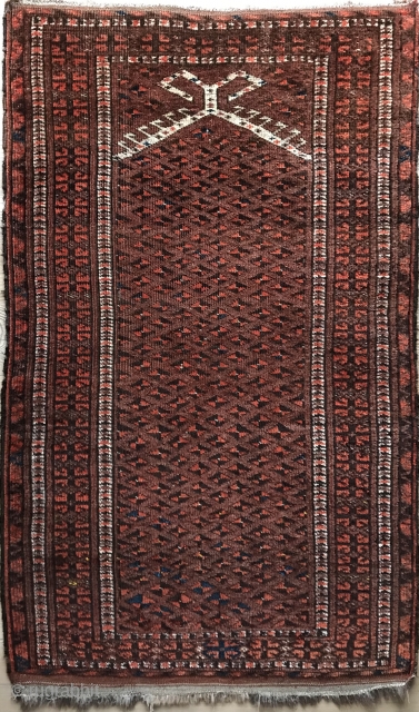 Antique Ersari prayer rug, 117x70 cm, all good colours, shiny wool, goat hair warps, all endings original, no repairs, good pile.            