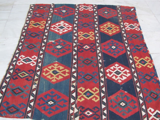 Caucasian kilim fragment, finest immaginable weave,,intense colour ,  175-186 cm .It makes perfectly respectable 19th c kilims look boring.             