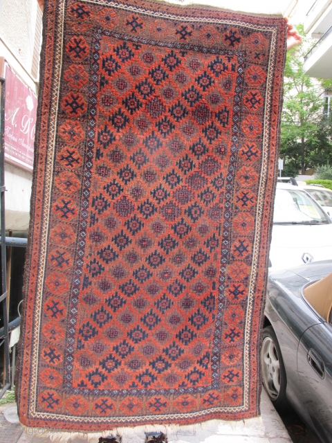 Beloutch rug , lovely ground colour ,corrosion , 96-170 cm .                      