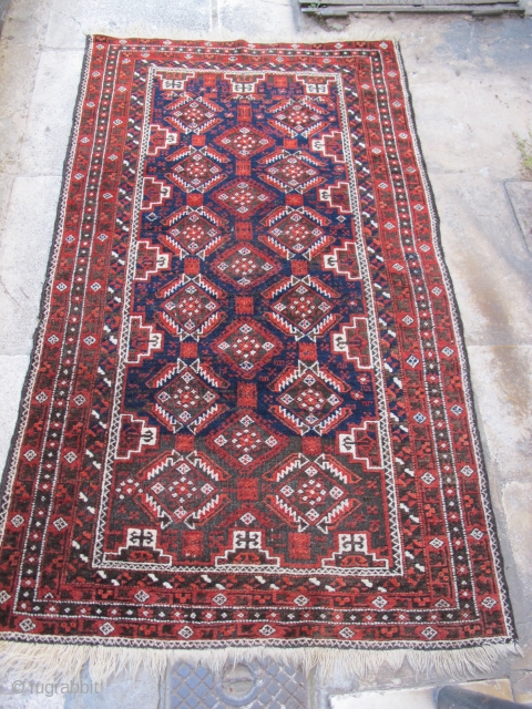 Baloutch rug ,93-166 ,all natural dyes ,plenty corrosion ,low guard stripe missing otherwise full pile and no old repairs .             