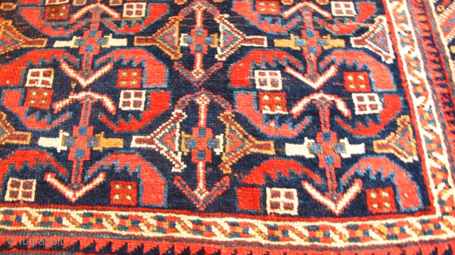 19th century Afshar ,wool on wool ,340-180 cm ,glorious colour and wool quality, the central 1 row  is seriously worn ,there are 2 small holes ,complete on all 4 sides ,does  ...
