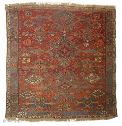 Caucasian SOUMAK , with Armenian inscription ,163 x171 cm ,woll on wool.old repaires ,good conditions ,swiss certificate.                