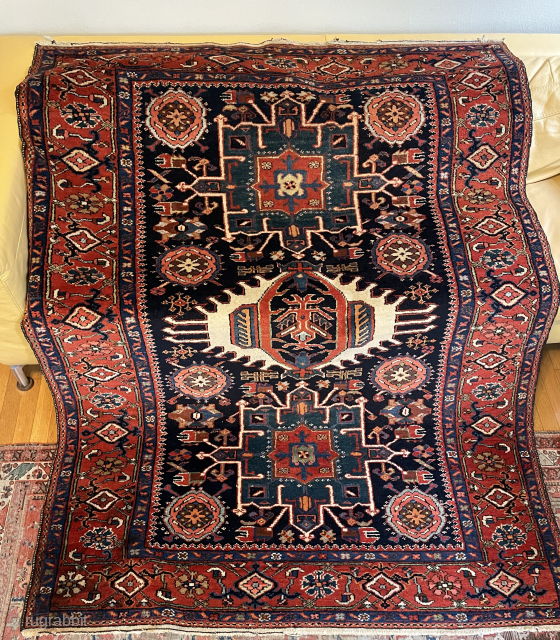 Karaja cut from the loom condition- could use a good cleaning some spot stains in bottom corner and a moth bite or 2 but this is essentially 99.99% full original pile -  ...