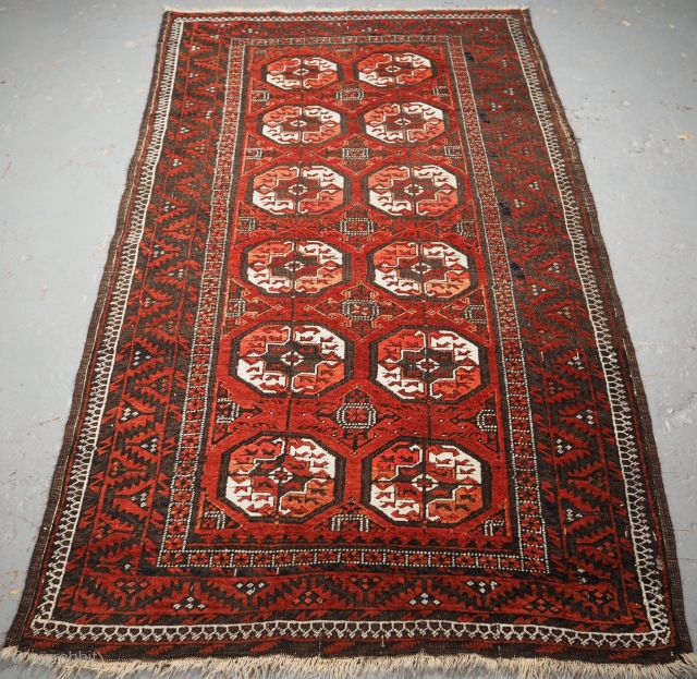 Antique Baluch rug, by the Mahdad Khani tribe of the Khorassan region of Eastern Persia. www.knightsantiques.co.uk 
Size: 6ft 2in x 3ft 3in (188 x 99cm).
Circa 1900.

A good Baluch rug with one of  ...