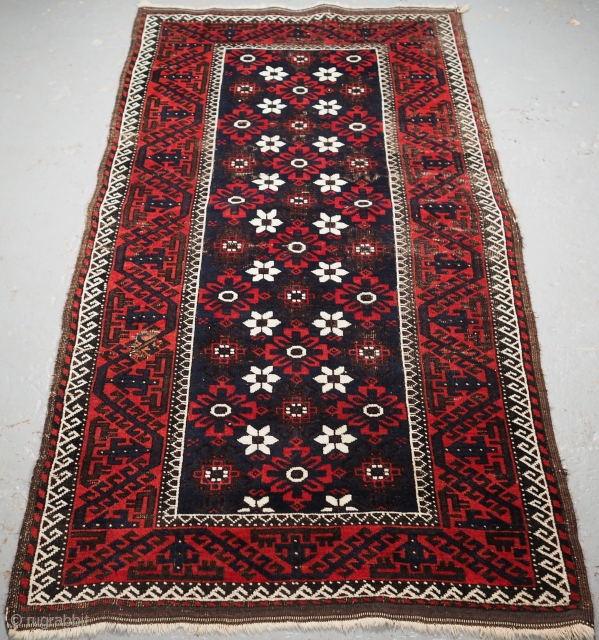 Antique Baluch rug from Western Afghanistan / Eastern Persia. A Baluch rug with a mina khani design on a dark indigo blue field. www.knightsantiques.co.uk 
Size: 5ft 11in x 3ft 0in (180 x  ...