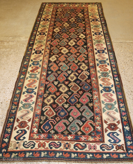 Antique Caucasian Karabagh region runner with all over colourful large boteh design. www.knightsantiques.co.uk 
Size: 9ft 6in x 3ft 8in (290 x 111cm). 

late 19th century.

A good example of a Karabagh runner, the  ...