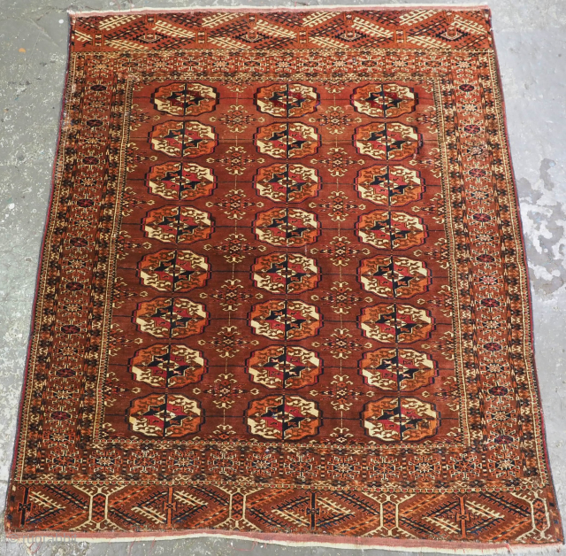 £500 / $635 Tekke Turkmen 'dowry' rug in as found condition. Size: 147 x 125cm (4ft 10in x 4ft 1in). Hand washed and ready for use or restoration. £500 / $635 +  ...
