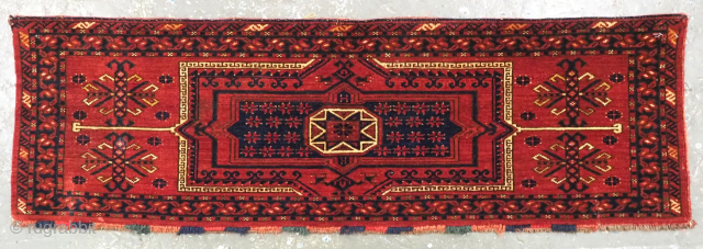 Antique Ersari Turkmen torba with star in octagon design.
Size: 4ft 6in x 1ft 6in (137 x 45cm).
Circa 1880.

A very good torba with a well drawn example of this classic Ersari design. The  ...