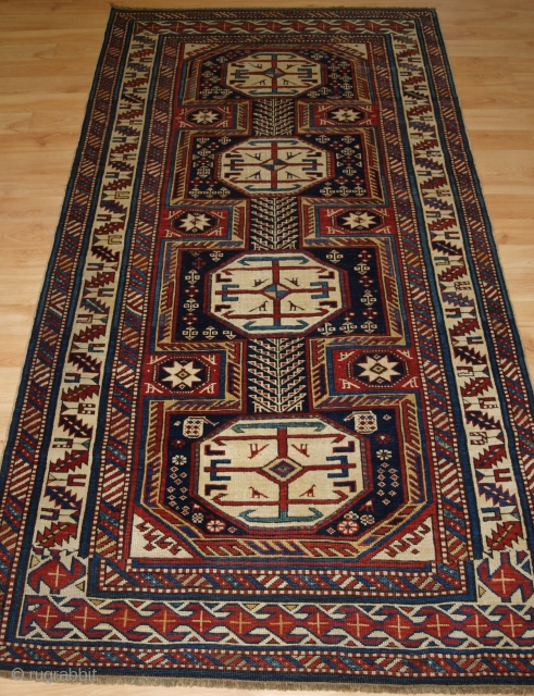 Antique Caucasian Shirvan rug with 'Surahani' garden design. www.knightsantiques.co.uk Size: 7ft 5in x 3ft 1in (227 x 118cm). 

Late 19th century.

A good example of a Shirvan rug, with the sought after garden  ...