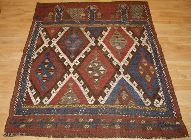 Size: 4ft 11in x 4ft 1in (150 x 125cm). www.knightsantiques.co.uk 

Antique Turkish Konya region flat weave panel in cicim technique.

Circa 1900.

A good cicim with pleasing colour and large scale lattice design, cicim  ...