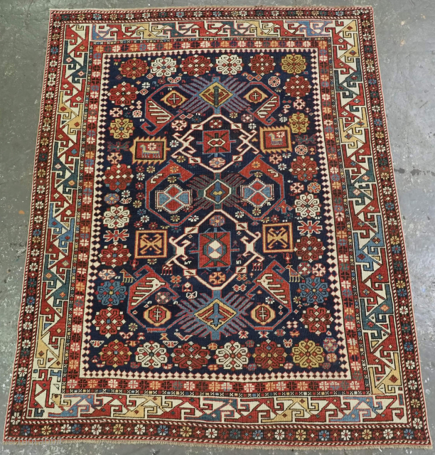 Caucasian Kuba region rug. Size: 147 x 114cm.
email: simon@knightsantiques.co.uk
                        