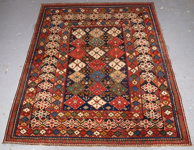 Caucasian Chichi region rug, unusual design, click the link www.knightsantiques.co.uk to view more items. Size: 4ft 8in x 3ft 9in (143 x 114cm).

Antique Caucasian Kuba region rug with scarce design and small  ...