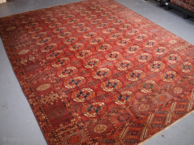 

Antique Tekke Turkmen main carpet with 5 rows of 12 large round Tekke guls. click the link www.knightsantiques.co.uk to view more items.

Circa 1880. Size: 9ft 7in x 7ft 1in (291 x 216cm).

A  ...