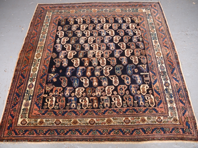 Afshar rug, size: 144 x 135cm. click the link www.knightsantiques.co.uk to view more items.                   