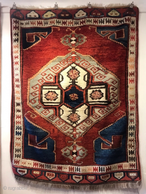 Antique Turkish Karapinar village rug of classic single medallion design. www.knightsantiques.co.uk 
Size: 5ft 6in x 4ft 1in (168x 125cm).
19th century.

The rug has very soft wool and a very floppy handle. The rug  ...
