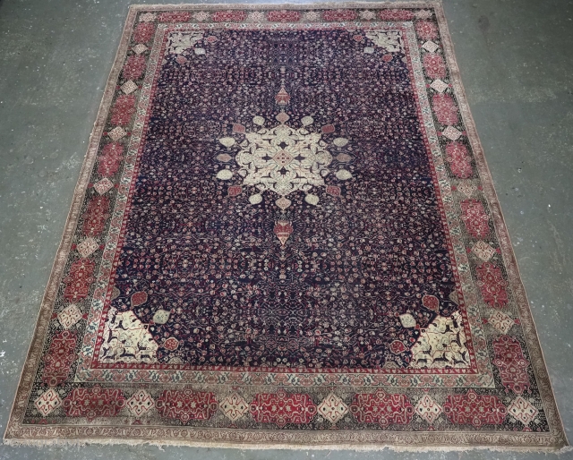 Antique Indian Agra carpet of 'Ardabil' design.
www.knightsantiques.co.uk
Circa 1880.
Size: 11ft 8in x 8ft 11in (355 x 273cm).
A superb and very finely woven Agra carpet, with the 16 lobed ivory coloured central circular medallion,  ...