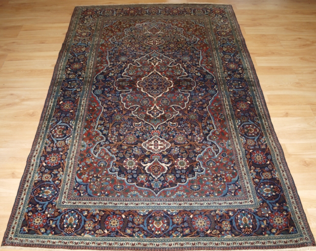 Antique Persian Kork Kashan rug of traditional large medallion design. www.knightsantiques.co.uk 

Circa 1900.

This is a very finely woven rug from the workshops of Kashan, the rug is made using 'Kork' wool, this  ...