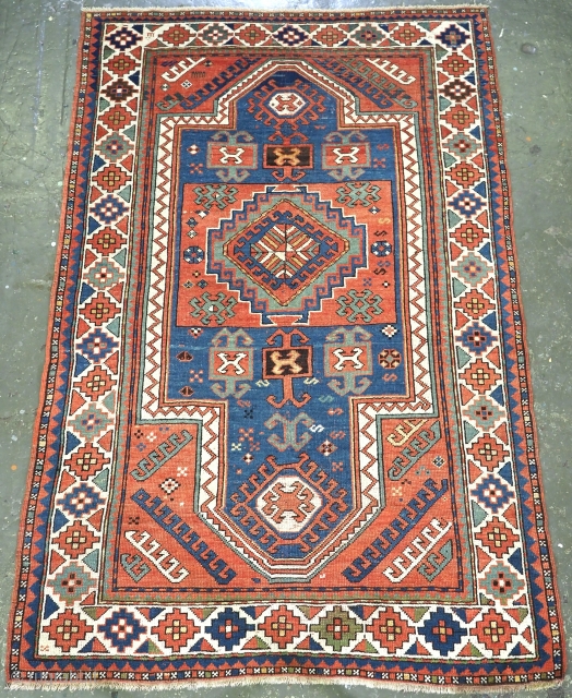 Antique South West Caucasian Kazak rug of the traditional ‘Sewan’ design, with a cruciform medallion set on a terracotta field.
www.knightsantiques.co.uk
Circa 1890.
Size: 6ft 7in x 4ft 4in (200 x 131cm).
The rug has a  ...