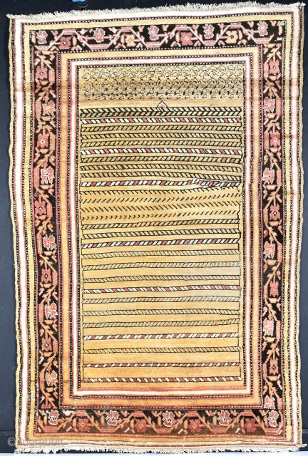 Highly unusual (unique?) antique Malyor rug, one or two small repairs but in good pile, very clean. 186x122cm               