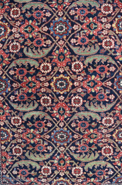 Bijar Kelleh carpet, elegant allover design with a beautiful range of muted natural dyes.
This very heavy, all wool carpet pre dates the more common late 19th century Bijar production.
It remains in amazing  ...