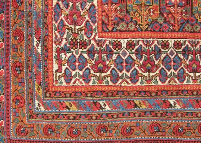 A very good Neriz (Afshar) tribal rug. Lovely graphics, good dyes and beautiful wool. Ground slightly corroded, damage to its fat kilims, but in very good condition for its type. Circa 1875. 
