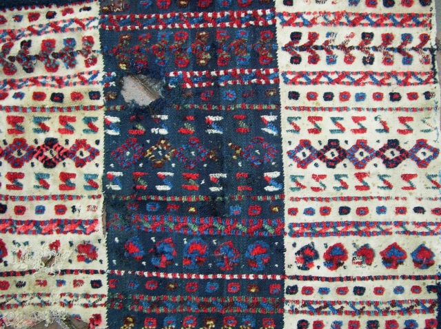 An old Horse cover, partially fragmented, some holes, a small amount of color bleed. qasgai or Luri. Circa 1900. a geuine tribal item, very cheap.        