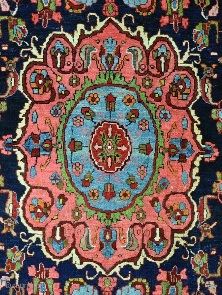 Antique Bijar rug oif unusual size. Good wool and dyes, slight fraying to ends otherwise excellent original condition. Late 19th century.            