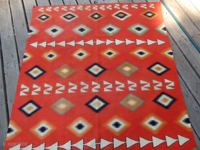 19th Century Germantown Blanket  --  72" x 52 1/2" -- Very Unusual Drawing  --  Slight Color Run otherwise in  excellent condition  Please contact me at   ...
